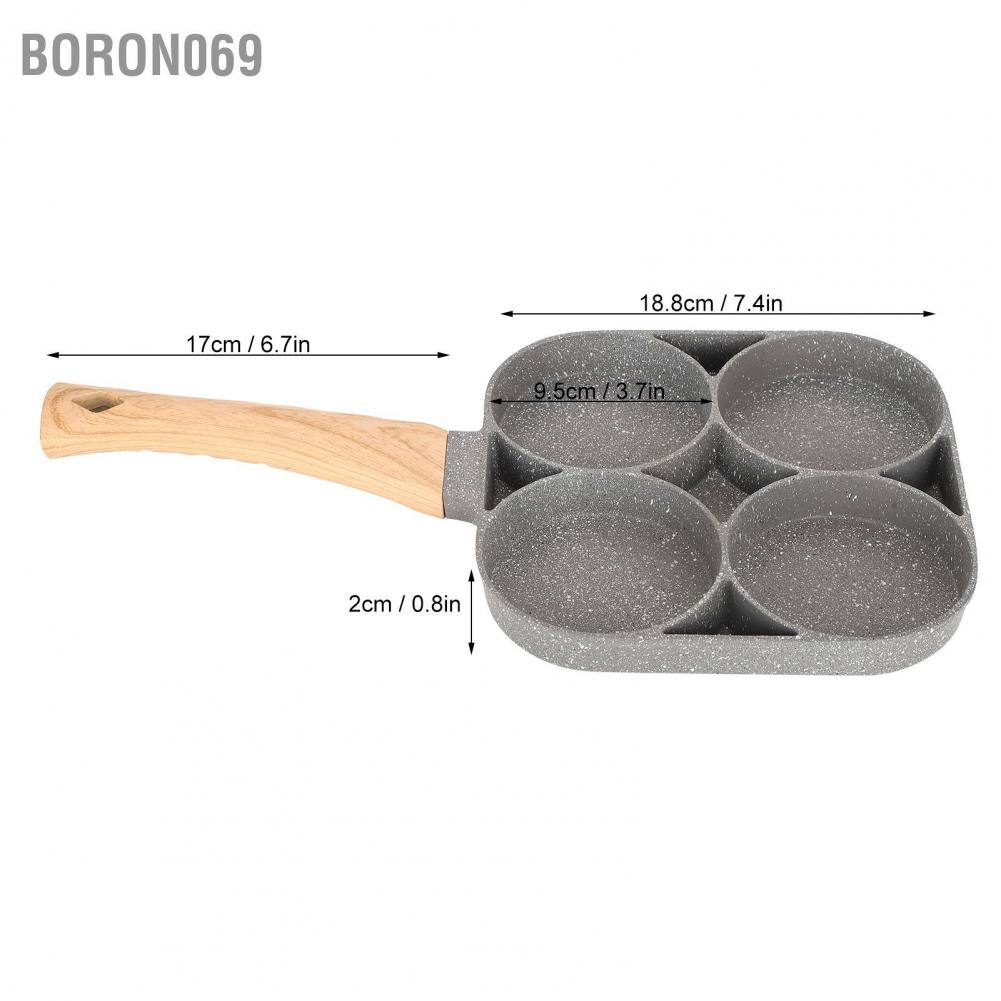 Nồi chiên trứng 4 lỗ Pancake Pan với Tay cầm gỗ cho Bếp từ Phụ kiện bếp Boron069
