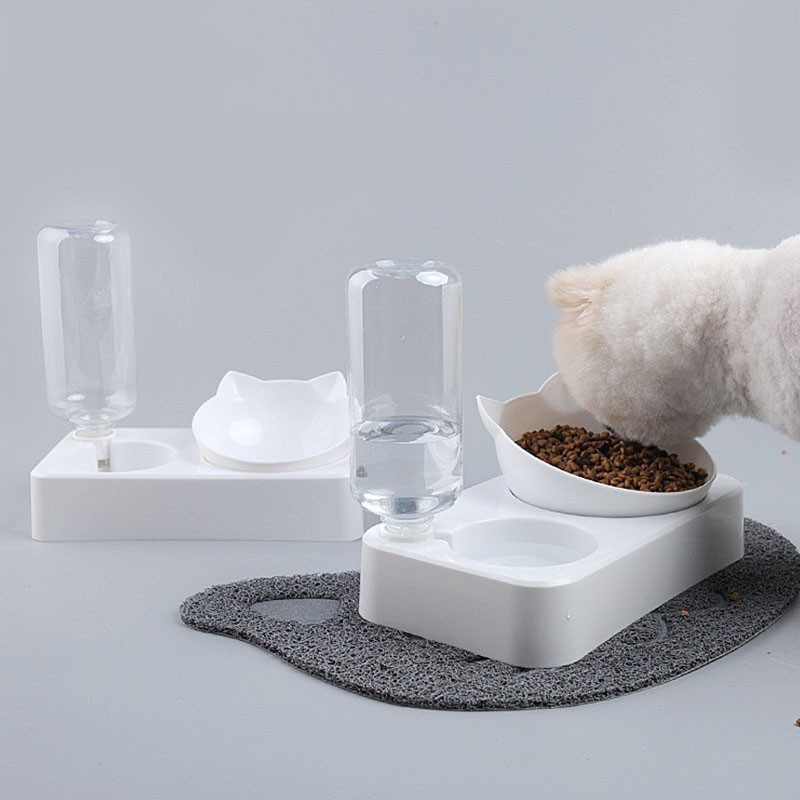 Bát ăn chống gù cho thú cưng kèm bình cấp nước tự động  – Chén ăn và uống dễ thương cho chó mèo