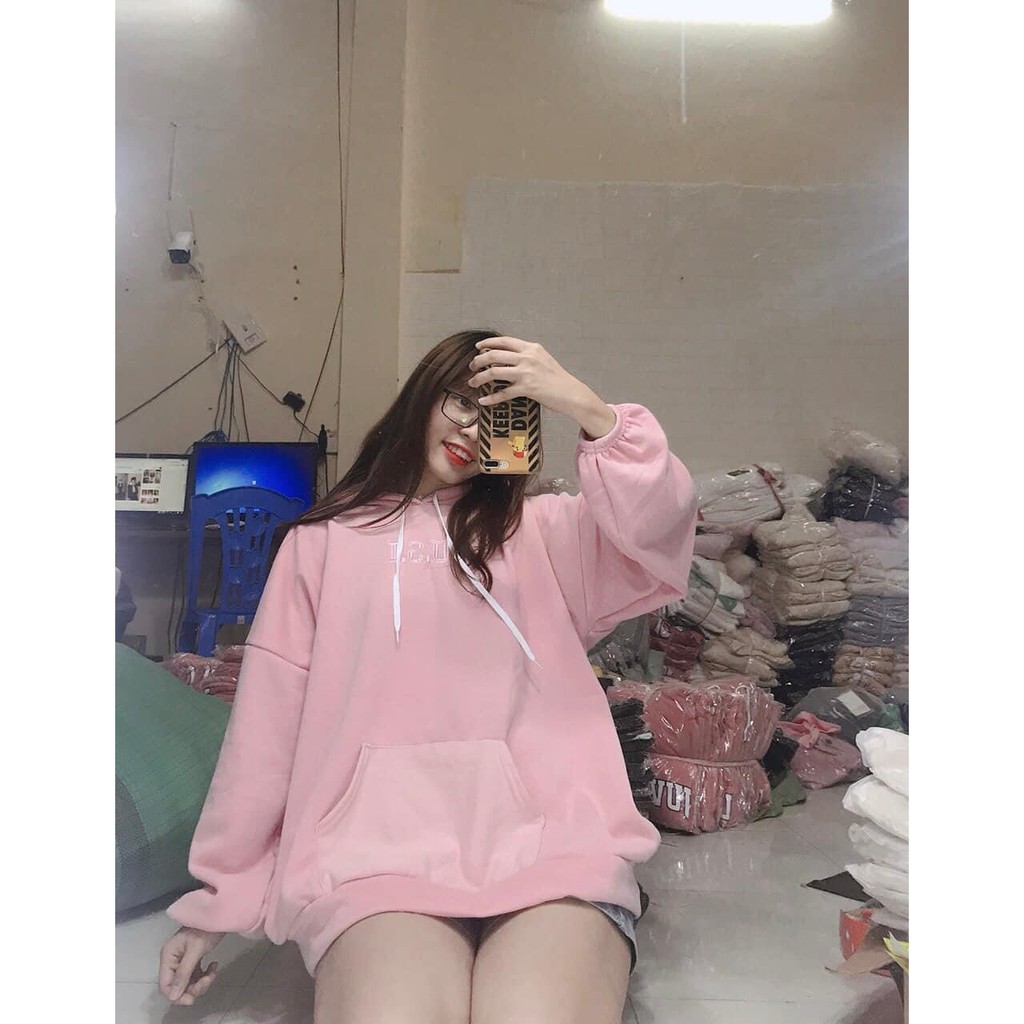 Áo Hoodie Nỉ Bông Nữ Form Rộng Màu Hồng Phong Cách Hàn Quốc - Áo Hoodie Trơn Nỉ Unisex Hồng | BigBuy360 - bigbuy360.vn