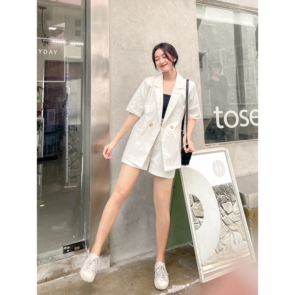 ZIEL Quần shorts bản cạp lớn 2 cúc