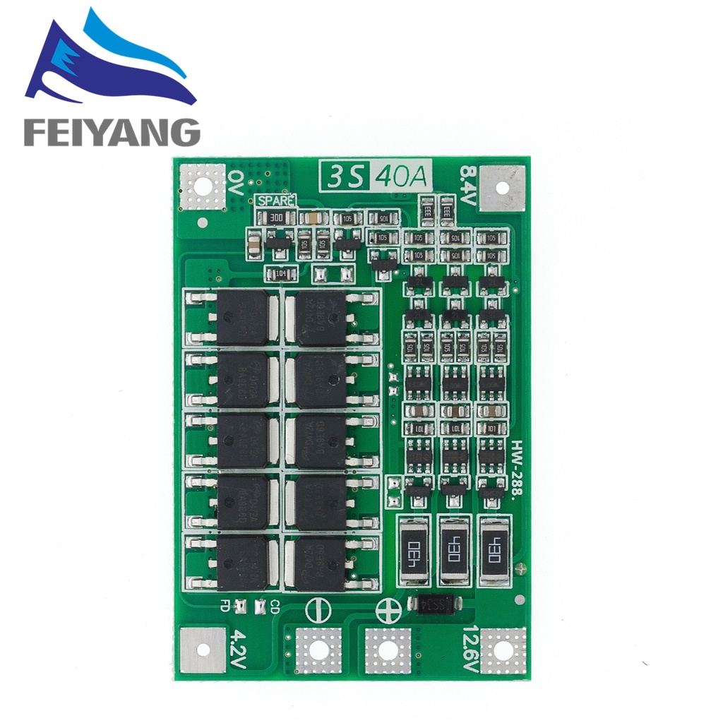 Bảng mạch bảo vệ pin Li-ion 3S/4S 40A 60A 18650 BMS 11.1V 12.6V/14.8V 16.8V