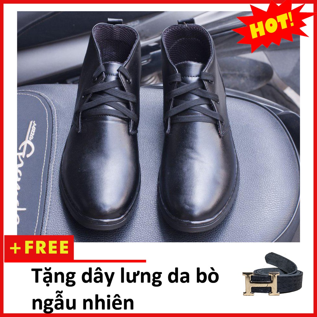 [Video- Ảnh Thật] Giày Boot Nam Cổ Lửng Màu Đen Da Nhám Đế Khâu Chắc Chắn - M443-DENNHAM(TL)-DENNHAM