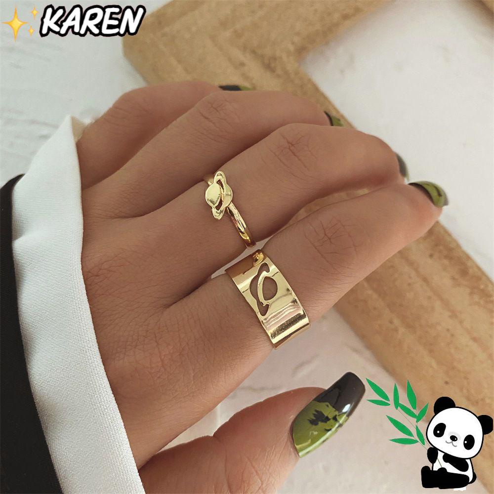 Nhẫn Trang Sức Tàu Không Gian KAREN|Hình Học|Nhẫn Đôi Thiết Kế Độc Đáo Thời Trang