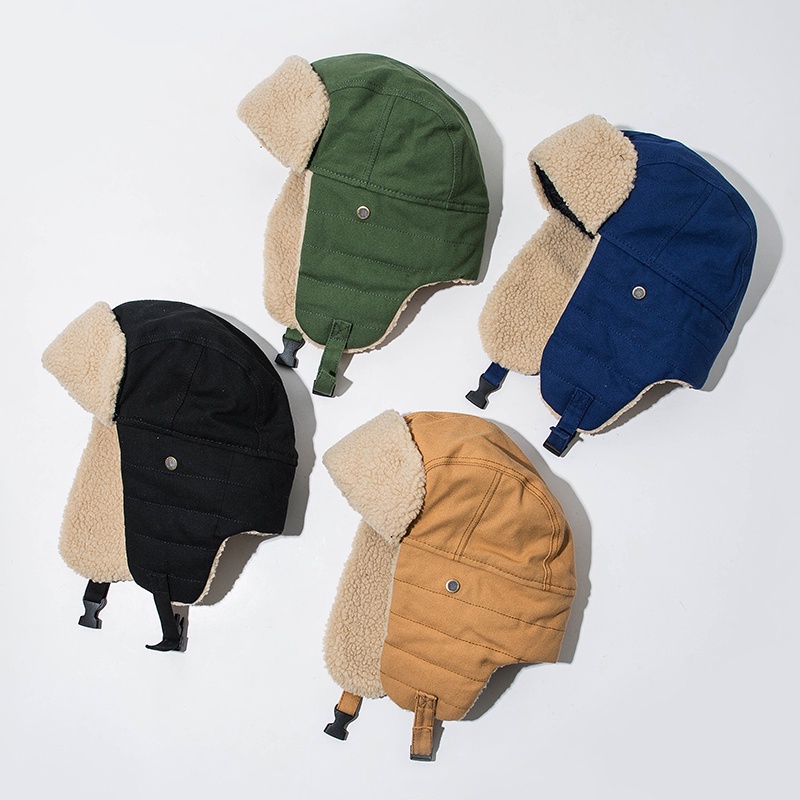 Mũ Trùm Đầu Cotton Lông Cừu Dày Dặn Bảo Vệ Tai Chống Lạnh Vào Mùa Đông Cho Nữ