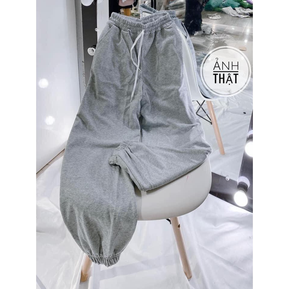 Quần bom lót nỉ bo chun_Quần jogger nữ cá tính đủ 3 màu (Ảnh thật)
