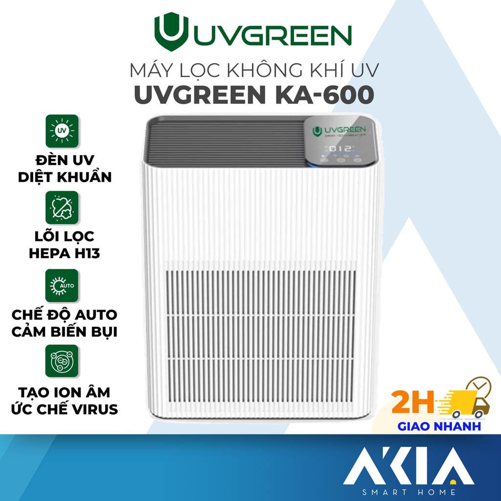 Máy lọc không khí UVGREEN KA600 - Diệt khuẩn bằng tia cực tím UV, Diện tích 60m2, Lõi lọc HEPA H13 lọc sạch 99% Bụi Mịn