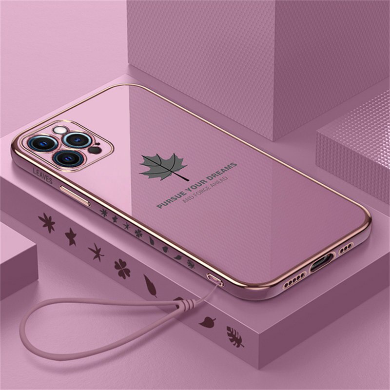Ốp điện thoại mềm mạ điện chống sốc có dây đeo cho compatible for iPhone 13 12 11 Pro Max XS Max XR X 8 7 Plus
