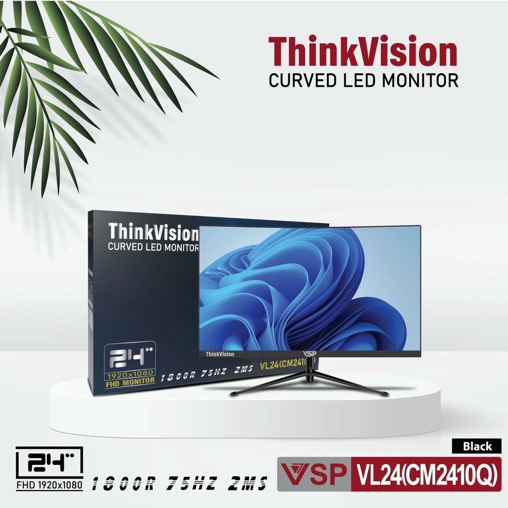 [Mã 255ELSALE giảm 7% đơn 300K] Màn hình cong 24 inch VSP THINKVISION VL24 Full HD 75Hz (CM2410Q - Black- White ) | BigBuy360 - bigbuy360.vn
