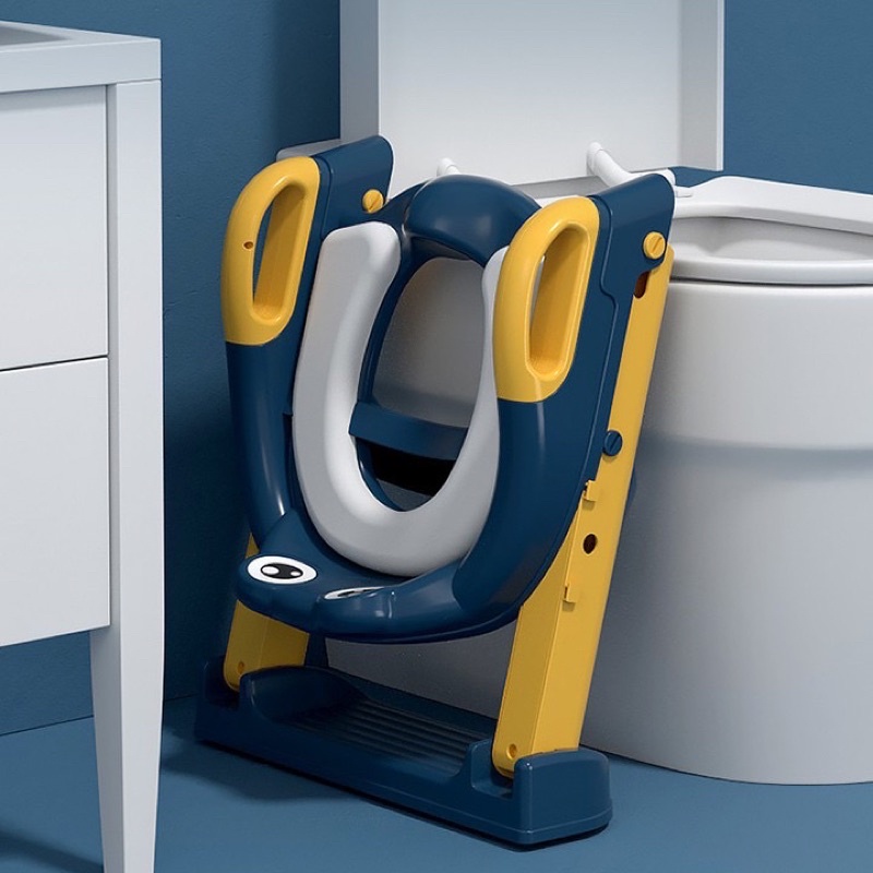 Bô Vệ Sinh Cho Bé Có Thang Và Đệm Lót, Nắp Thu Nhỏ Bồn Cầu Cho Bé