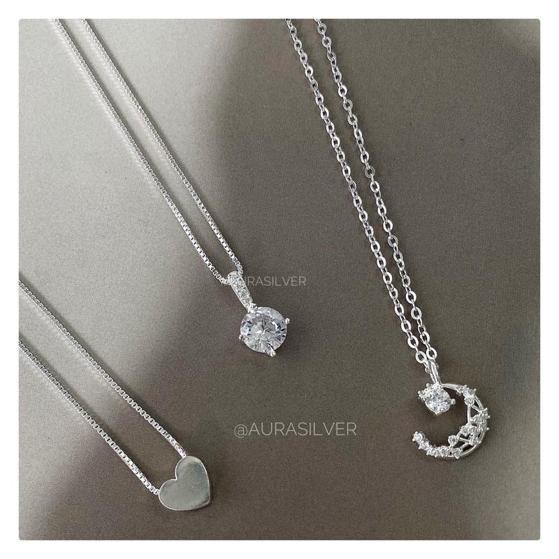 Dây chuyền nữ bạc AURA ,vòng cổ mặt kiểu dáng mặt trăng-AURASILVER-DC13