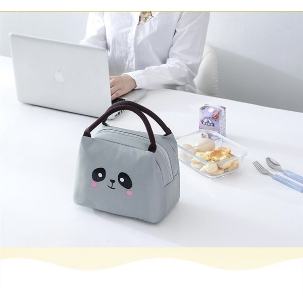 Túi đựng hộp cơm giữ nhiệt hình thú dễ thương kèm quai xách cao cấp