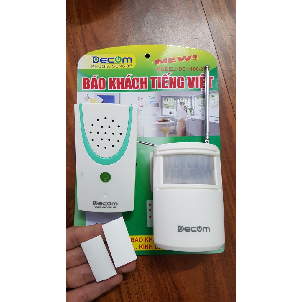 Chuông báo khách, báo động chống trộm hồng ngoại không dây Decom