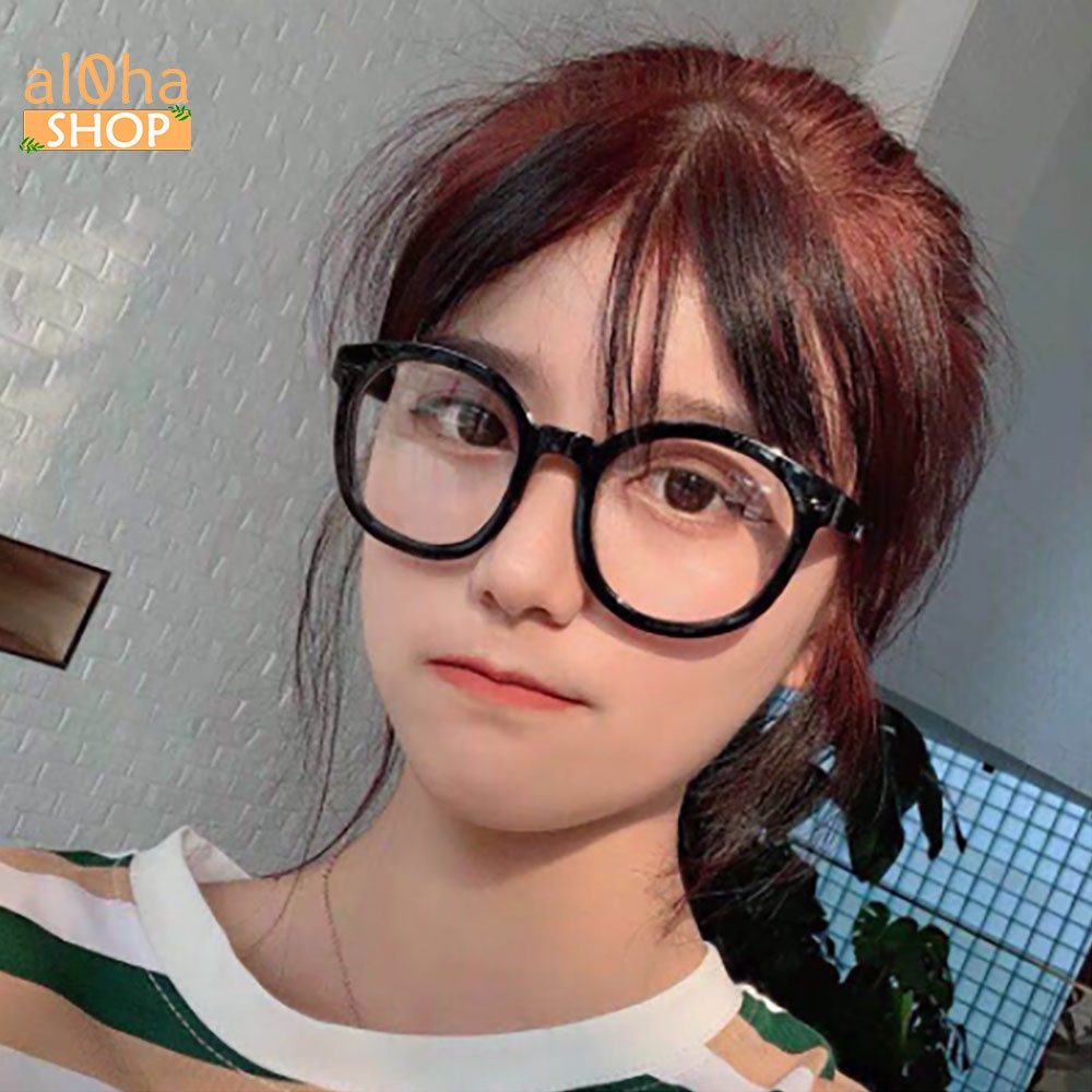 Mắt kính thời trang chống tia bức xạ UV, chống bụi gọng nhựa tròn K012 unisex nam nữ - al0ha Shop