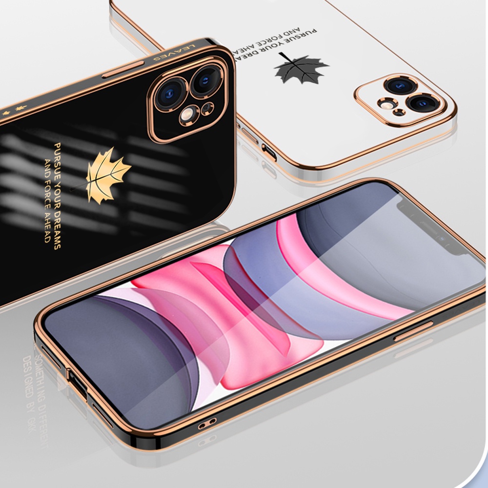Samsung Galaxy A10 A10S A52 A52S A22 A02 A02S M02 A20S A20 A30 A30S A50 A50S 4G 5G For Phone Case Soft Casing Silicone Maple Leaf Electroplating Full Cover Shockproof TPU Cases