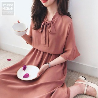 (HÀNG ORDER) Váy Moran cổ nơ thắt eo M0128