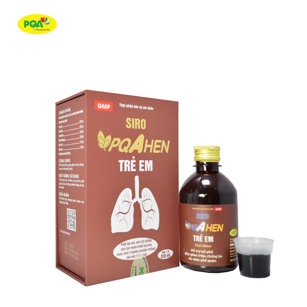 Siro Hen Trẻ Em PQA Dùng Cho Bé Ho, Khò Khè, Viêm Phế Quản, Hen Phế Quản Hộp 250ml