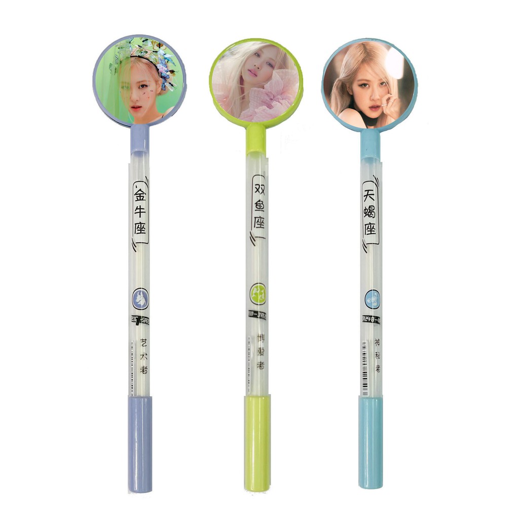 Set 2 bút bi nước Blackpink và thành viên ảnh 2 mặt bút