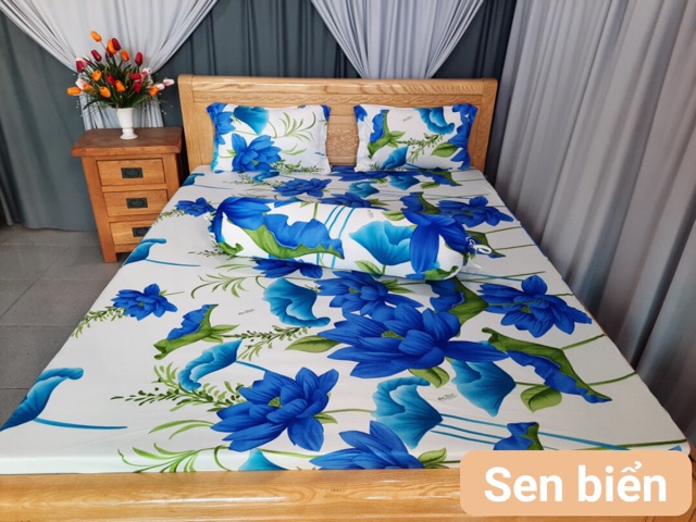 Bộ drap thun❤️FREESHIP❤️Ga thun lạnh Hàn Quốc - hoa sen ( 1 ga,3 vỏ gối)