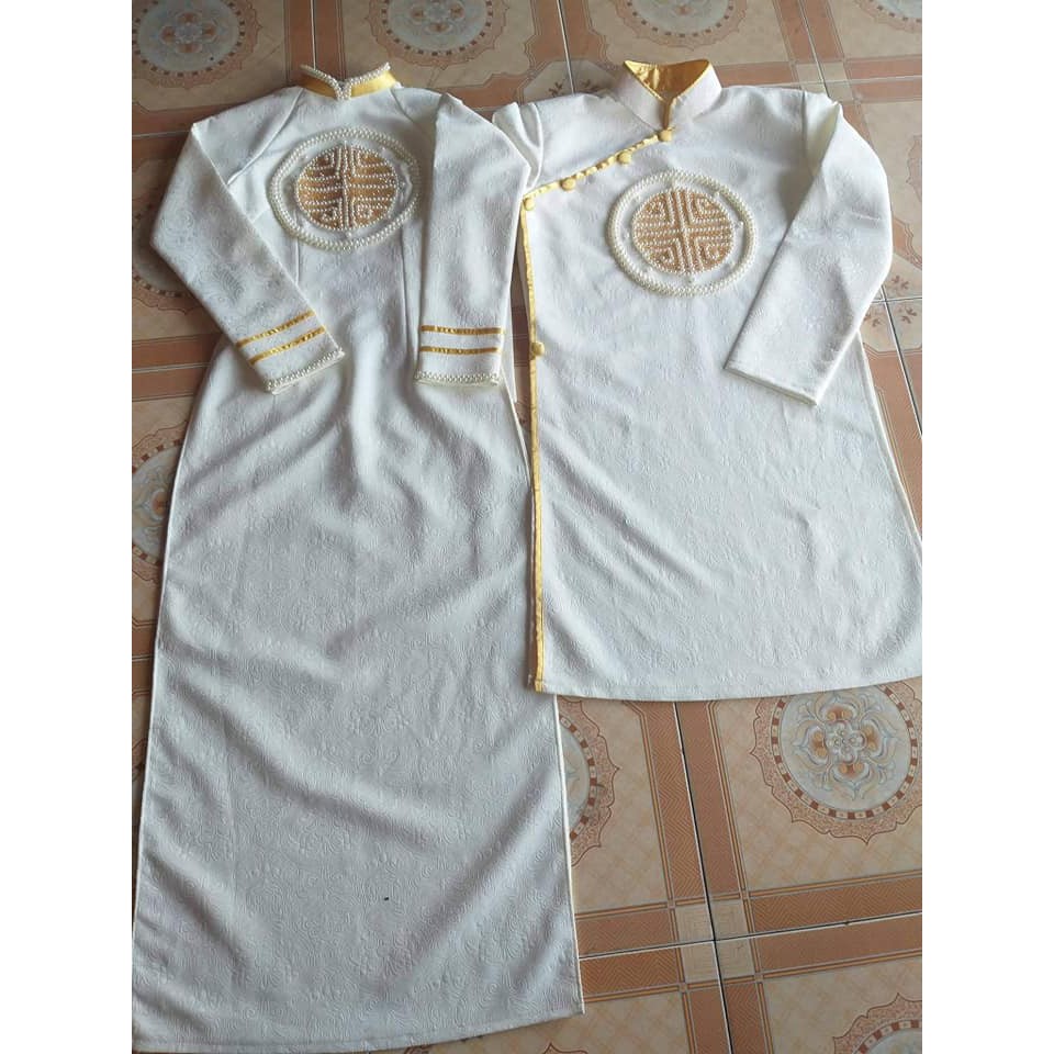 Áo dài cưới cặp đôi - kết trai song hỷ - Gấm cao cấp