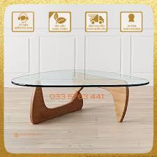 Bàn trà sofa nugochi kiểu dáng sang trọng, thiết kế hiện đại, chân gỗ sồi tự nhiên, mặt bàn kính trong suốt cực dày