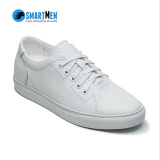 Giày Sneaker da bò SMARTMEN tăng chiều cao màu trắng GD-405T