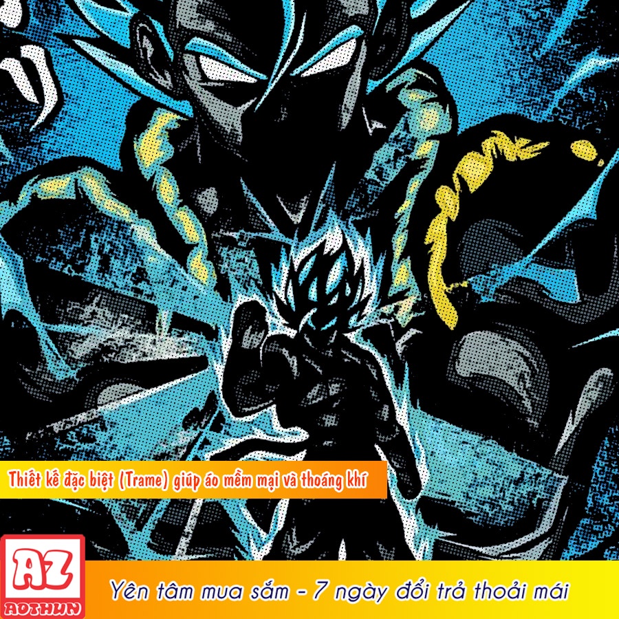 Áo thun nam in hình songoku gogeta vegeta màu đen M2981