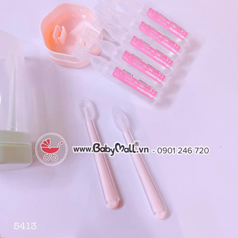 Set 2 bàn chải Sillicon nắp đậy cho bé (lục giác) 5413