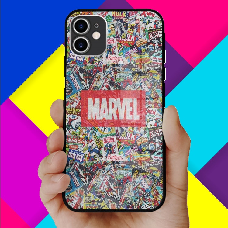 Ốp kính viền nhựa Mr Best marvel collage cho iphone 5 - iphone 12 OK-COEPOD20210134