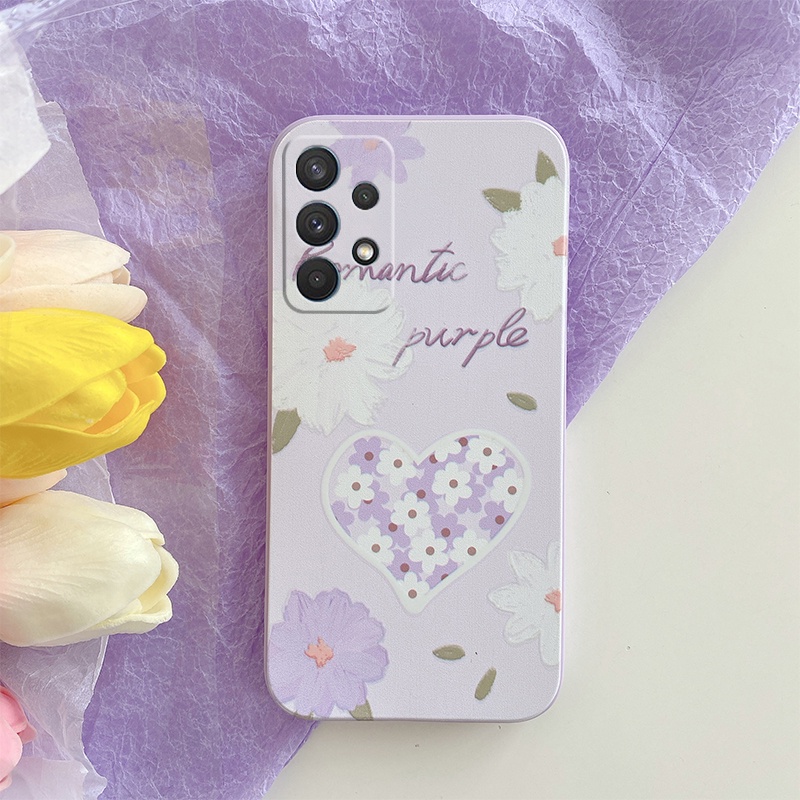 Butterfly Flowers Lens Protective Soft Phone Case For Samsung Galaxy A71 4G A21s A22 5G A22 4G M22 4G A02s S21 FE A51 4G M40S A30 A20 Straight Edge Back Cover