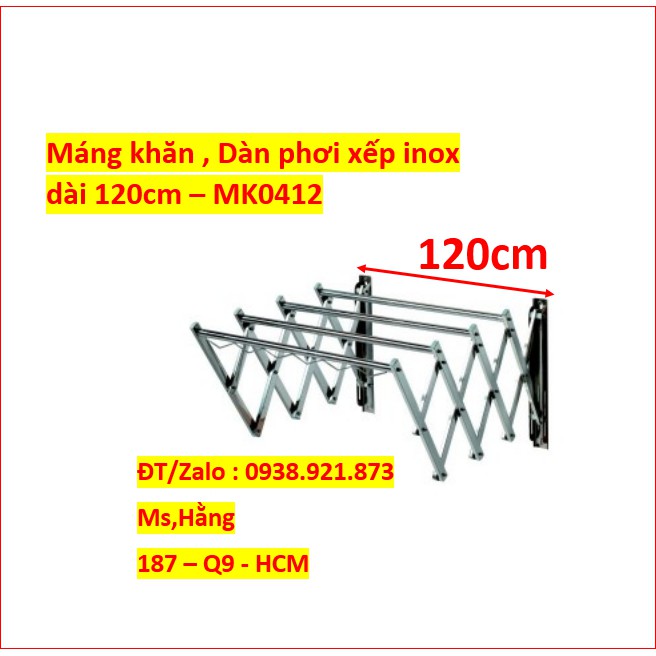 Máng Khăn Dàn Phơi Xếp Inox Dài 120cm - MK0412