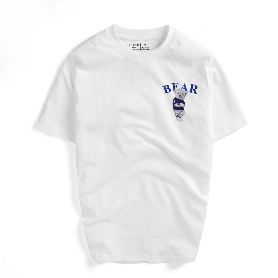Áo Thun Nam Cao Cấp GU CHẤT, Vải Cotton Dày Dặn, In Hình Gấu BEAR - GUTN12
