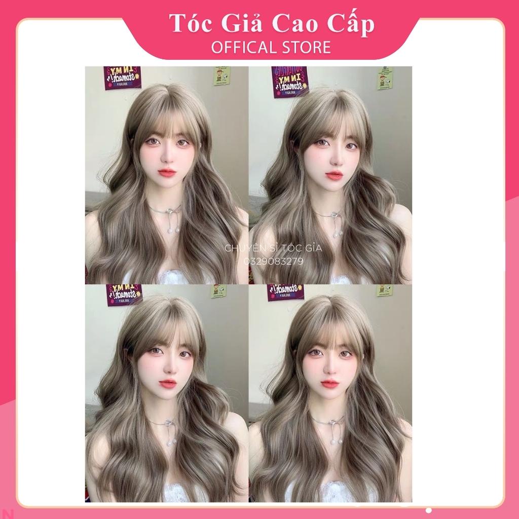 Tóc giả nữ nguyên đầu đầu xoăn dợn C8263, 50cm, tặng kèm lưới trùm tócc để