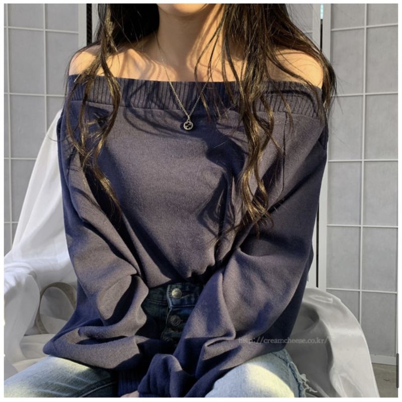 Áo Sweater Dệt Kim Trễ Vai Phong Cách Hàn Quốc Gợi Cảm 2021