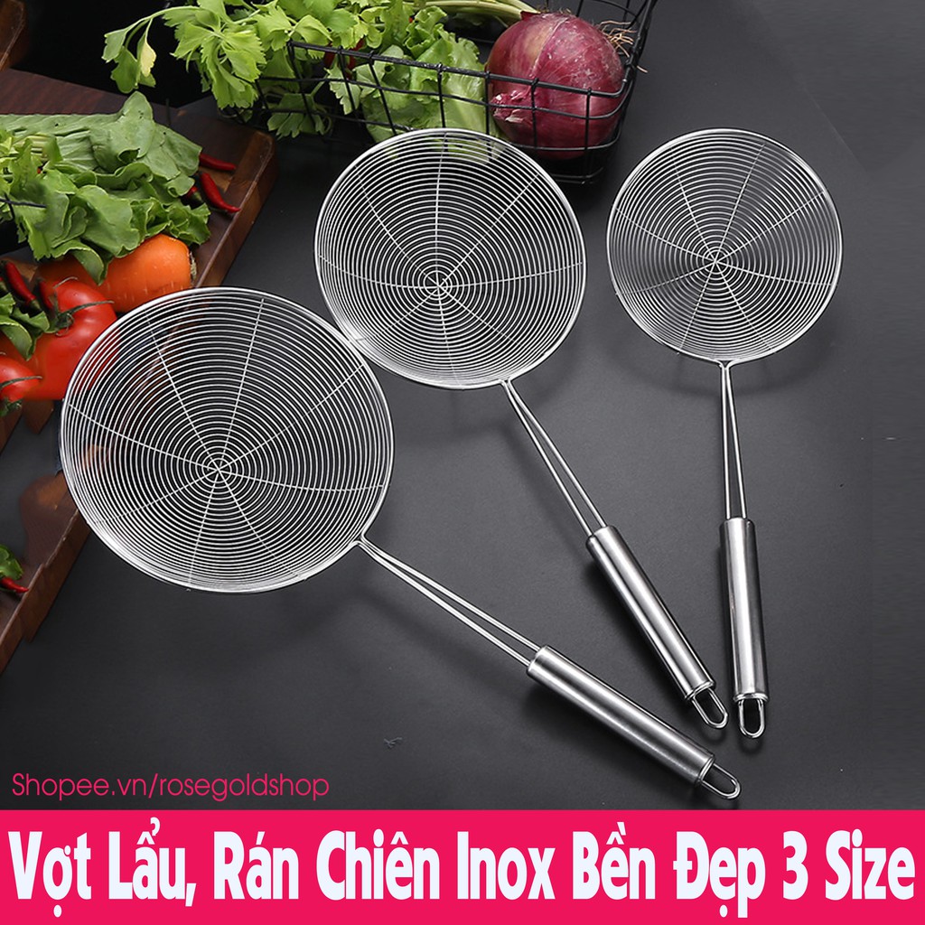 Vợt Lẩu, Rán Chiên, Chao Vòng Vớt Thức Ăn Bằng Inox Bền Đẹp 3 Size