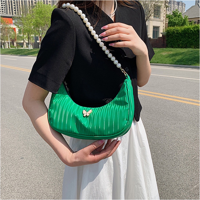 IELGY Túi Đeo Vai Đính Ngọc Trai Nhân Tạo Màu Sắc Đơn Giản Thời Trang Cho Nữ