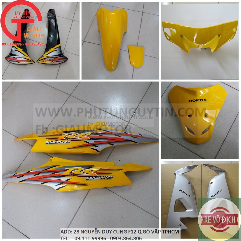 DÀN ÁO CHO XE WAVE RS 100 MÀU HỒNG CÁNH SEN / MÀU VÀNG CHÍNH HÃNG HONDA