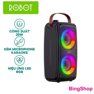 Loa Bluetooth 5.0 Loa Bluetooth Ngoài Trời Hiệu Ứng LED ROBOT RB490 - Kèm Micro Karaoke - Công Suất 20W