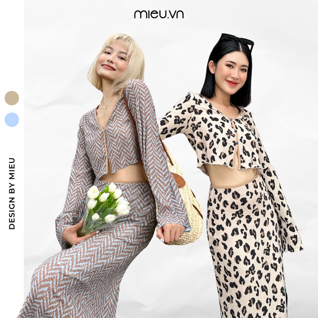 Chân váy dài hack dáng ôm body đi theo set áo váy viền kem MIEU - JJL17