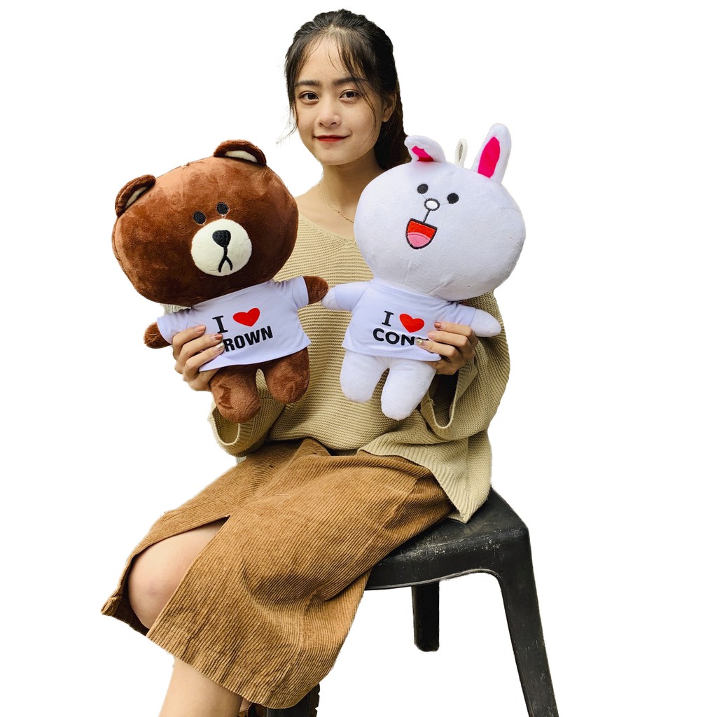 Cặp đôi Gấu Brown - Thỏ Cony [FREESHIP] size 40cm Vải nhung mềm mịn|Hàn Quốc|Gấu bông cao cấp|TEDDYBEAR.VN