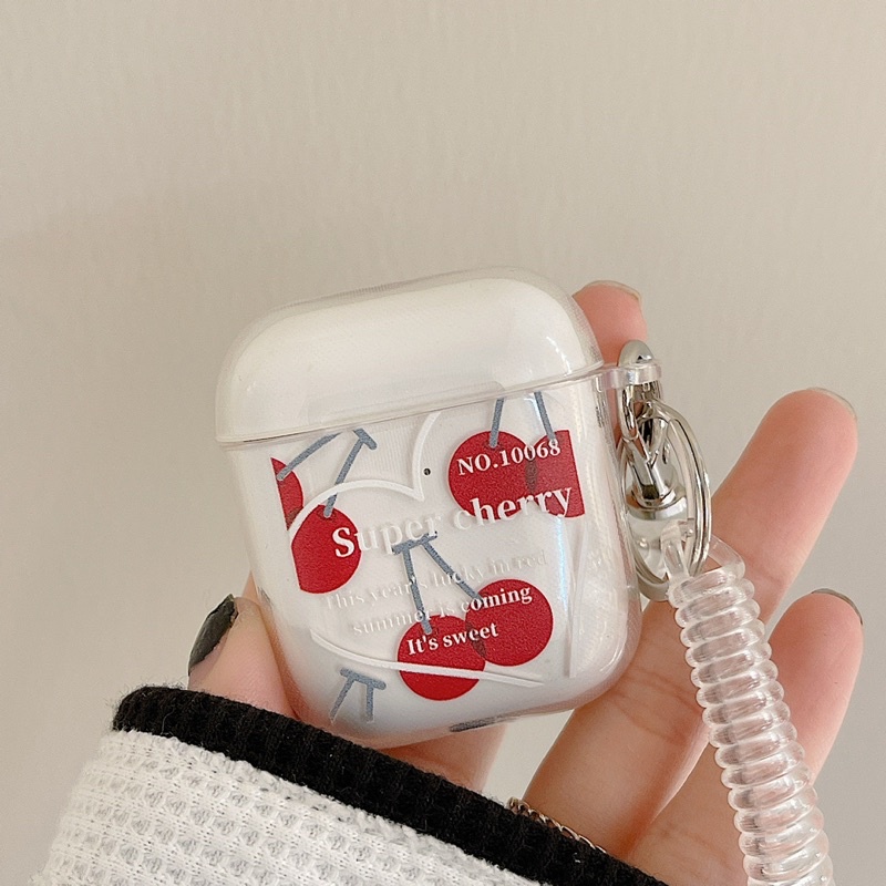 Vỏ case cherry bảo vệ bao đựng tai nghe airpods 1 2 Pro - Ốp airpods chống va đập, trong suốt in hình