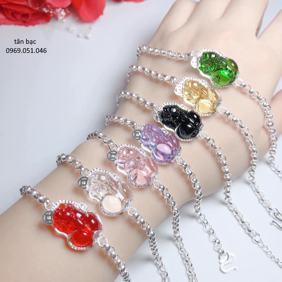 lắc tay tỳ hưu , gắn đá phong thủy may mắn , vòng tay nghê đủ màu