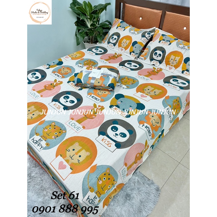 N27_SET Chăn Ga Gối vải Xô Organic cotton dòng cao cấp