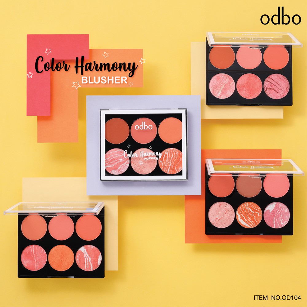 [Auth Thái] Phấn Má Hồng Odbo Có Nhũ Tông Cam Gạch Color Harmony OD104 No.04 - Má Hồng Odbo Tông Cam 6 Ô | BigBuy360 - bigbuy360.vn