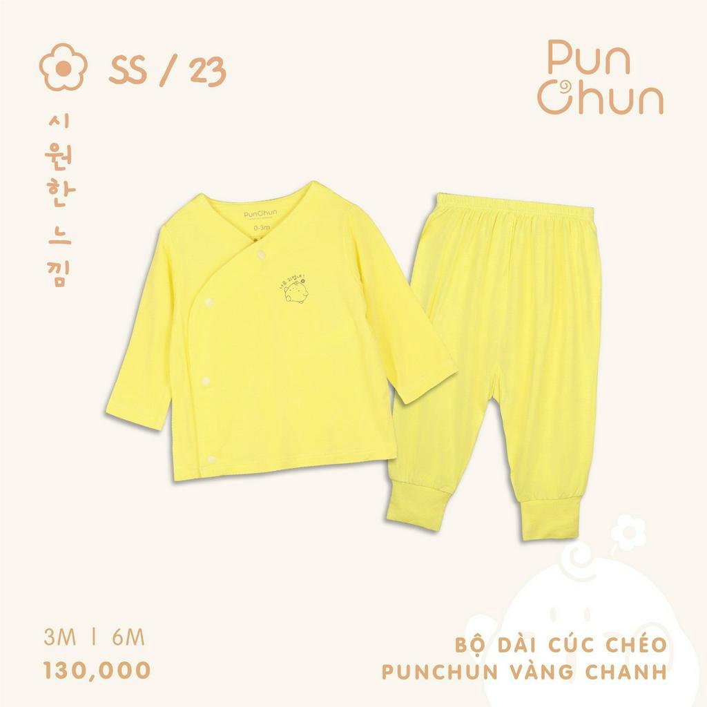 Punchun bộ dài tay cúc chéo dành cho bé sơ sinh từ sơ sinh đến 6 tháng SS2023D03