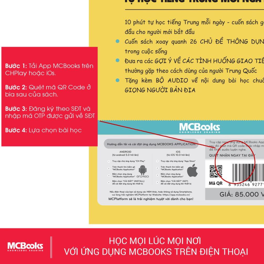 Sách - 10 Phút Tự Học Tiếng Trung Mỗi Ngày - Dành Cho Người Học Tiếng Trung Cơ Bản [MCBooks]