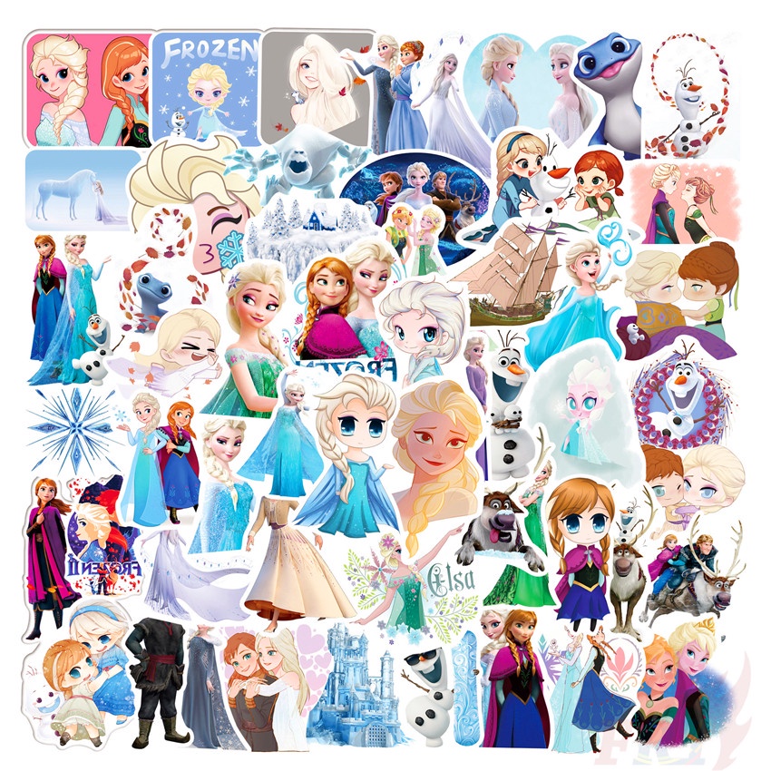 DISNEY ❉ Miếng Dán Hình Công Chúa Anna Elsa Trong Phim Frozen 06 ❉ Bộ 50 Miếng Dán Hình Phim Cổ Điển Thời Trang