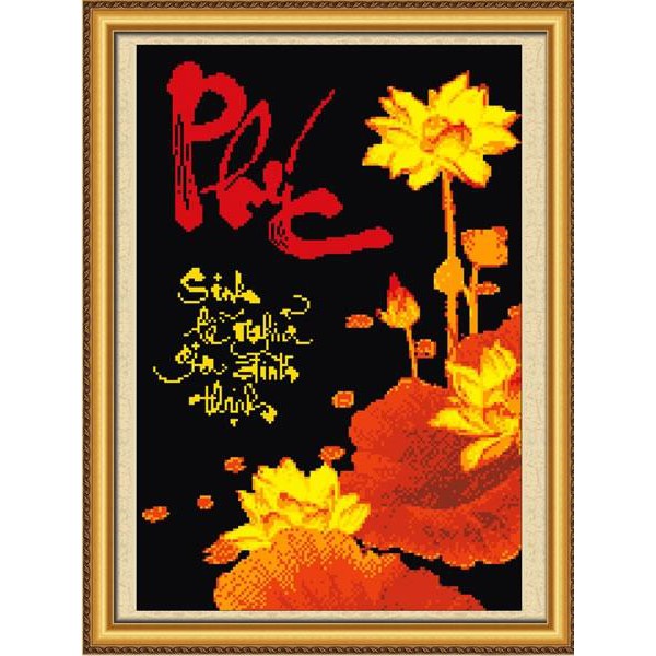 Tranh Thêu Chữ Thập 3D Phúc Sinh Lễ Nghĩa Gia Đình Thịnh 222341 (KHÁCH TỰ THÊU) KT:39X53CM