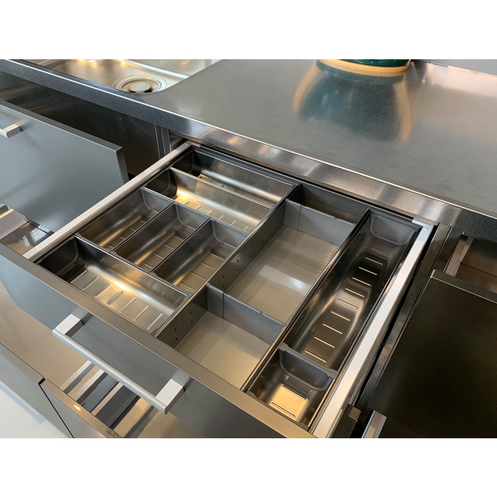 Khay chia thìa dĩa inox, Khay chia ngăn kéo Eurogold, Phụ kiện ngăn kéo tủ bếp