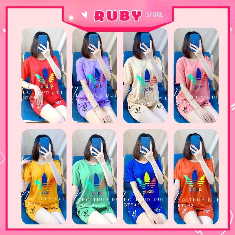 Set bộ nữ mặc nhà ❤️ Đồ bộ đùi thể thao chất thun mềm mịn Free Size Dưới 47KG ❤️ Rubystorevn