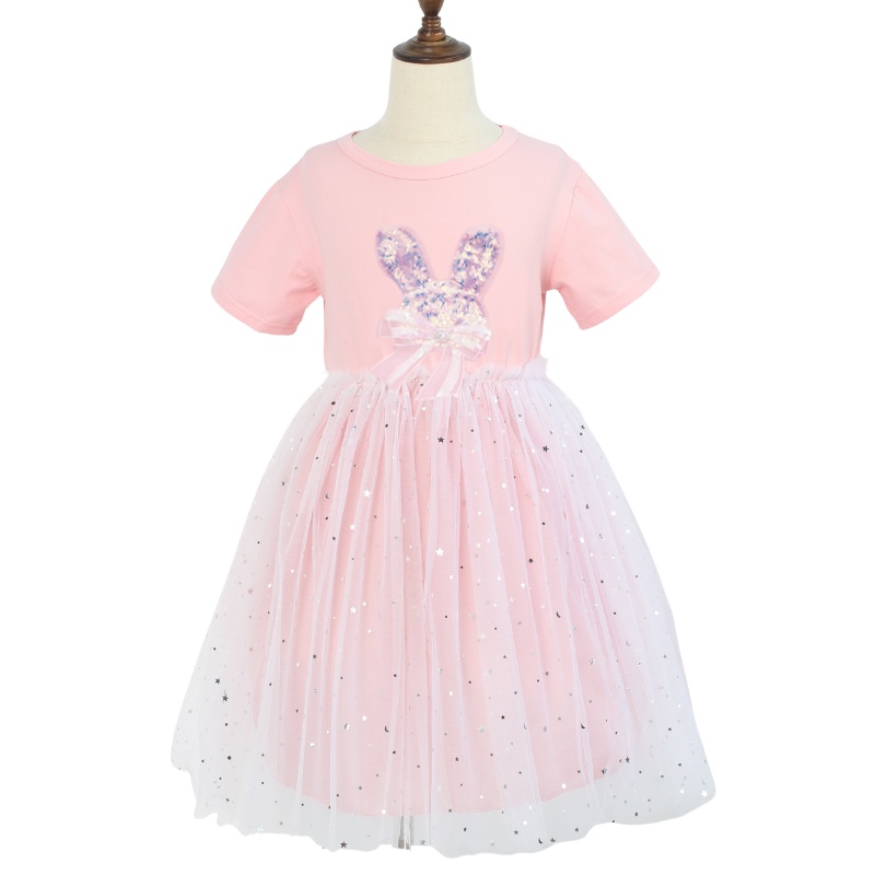 Đầm Công Chúa Phối Lưới Đính Kim Sa Nơ Ngôi Sao / Mặt Trăng Dễ Thương Thời Trang 2022 Cho Bé Gái